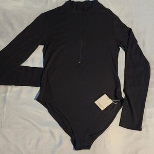 Mango Black Long-Sleeve Zip-Front Kids Bodysuit